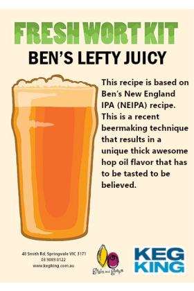 Ben's Lefty Juicy NEIPA| Keg King Brewing Co. Fresh Wort Kit